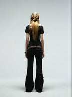 Ruffled Collar Top | Black