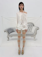 Baroque Slouch Top | White