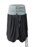 Tulip Fringed Skirt | Blue & Dark Grey