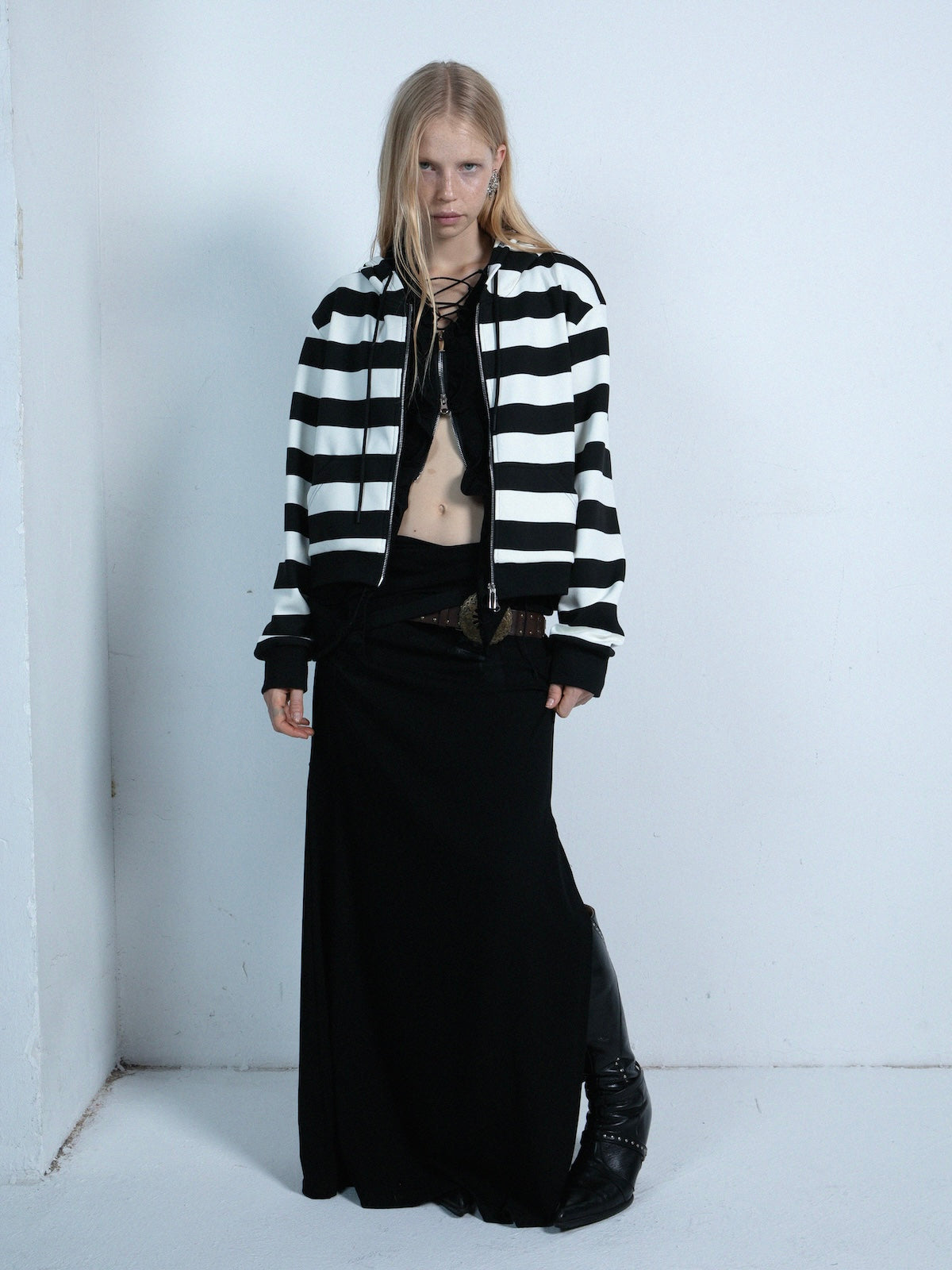 Striped Hoodie | Black & White