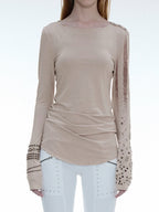 Studded Cuff Top | Sand
