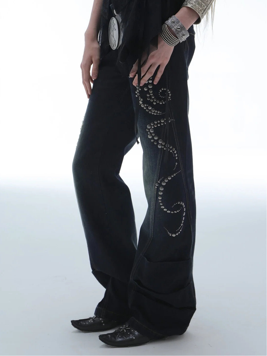 Swirl Studded Jeans