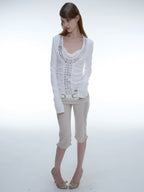 Aegis Studded Top, Long Sleeves | White