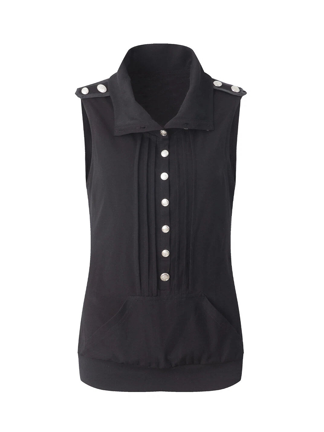 Piqué Sleeveless Top | Black