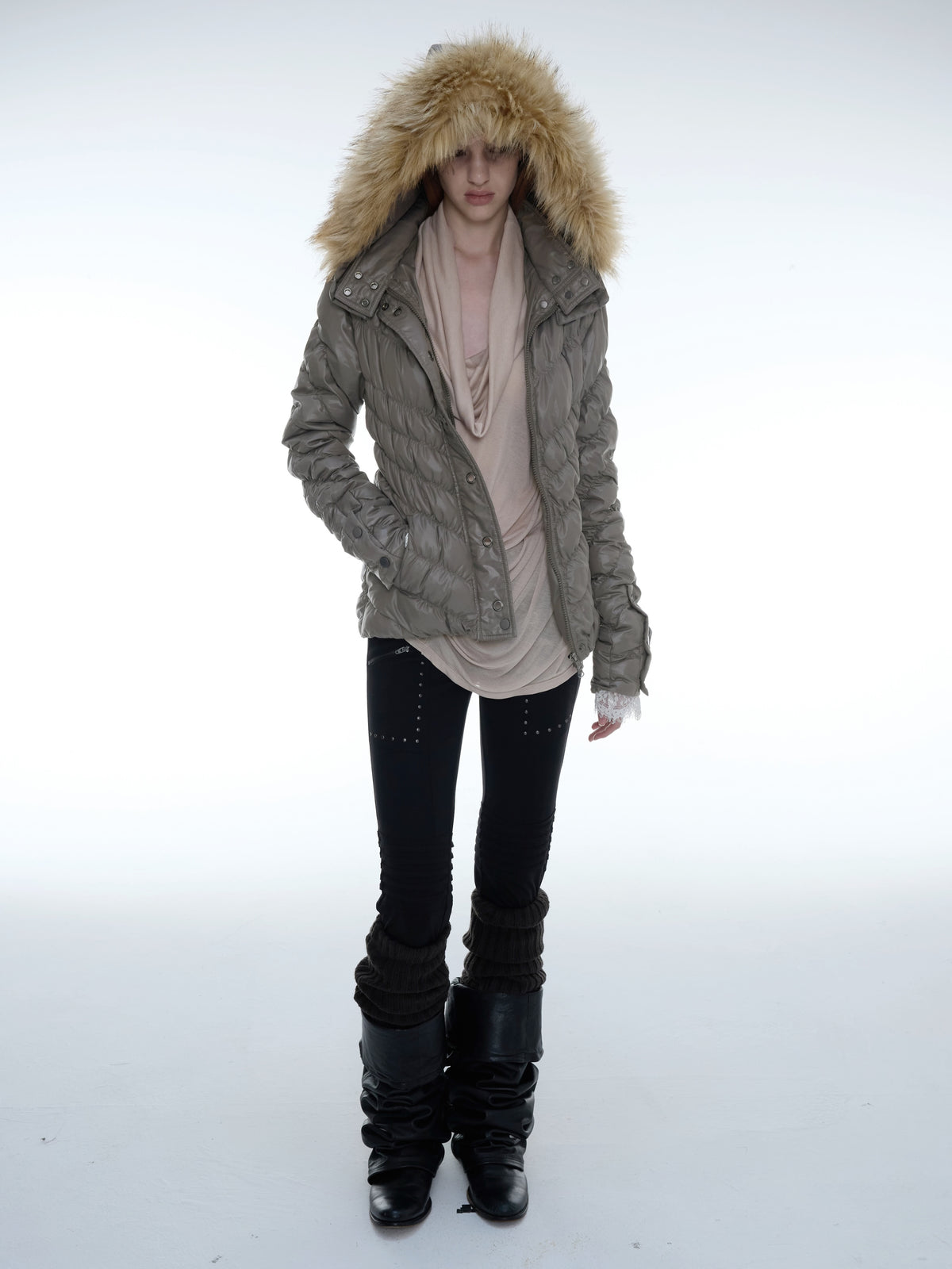 Quilted Down Jacket | Brown