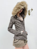 Quilted Down Jacket | Brown