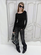 Studded Cuff Top | Black