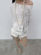 Baroque Slouch Top | White