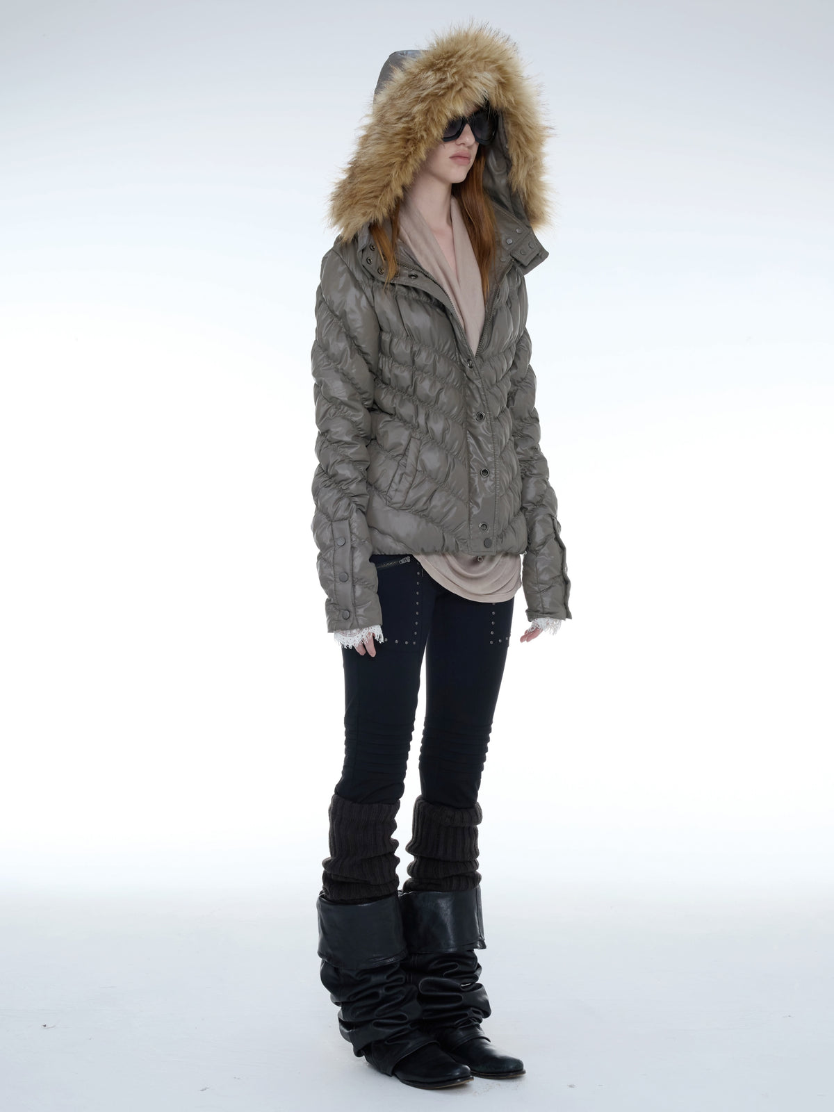 Quilted Down Jacket | Brown
