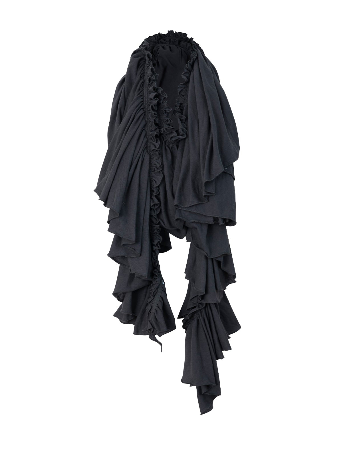 Cotton Ruffled Scarf | Dark Grey