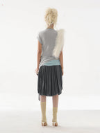 Victory Fringed Draped Top | Grey