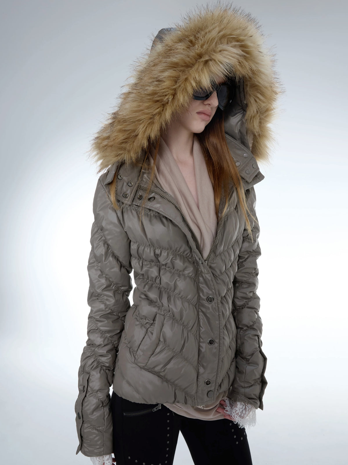 Quilted Down Jacket | Brown