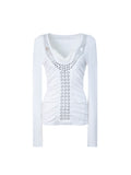 Aegis Studded Top, Long Sleeves | White