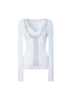 Aegis Studded Top, Long Sleeves | White