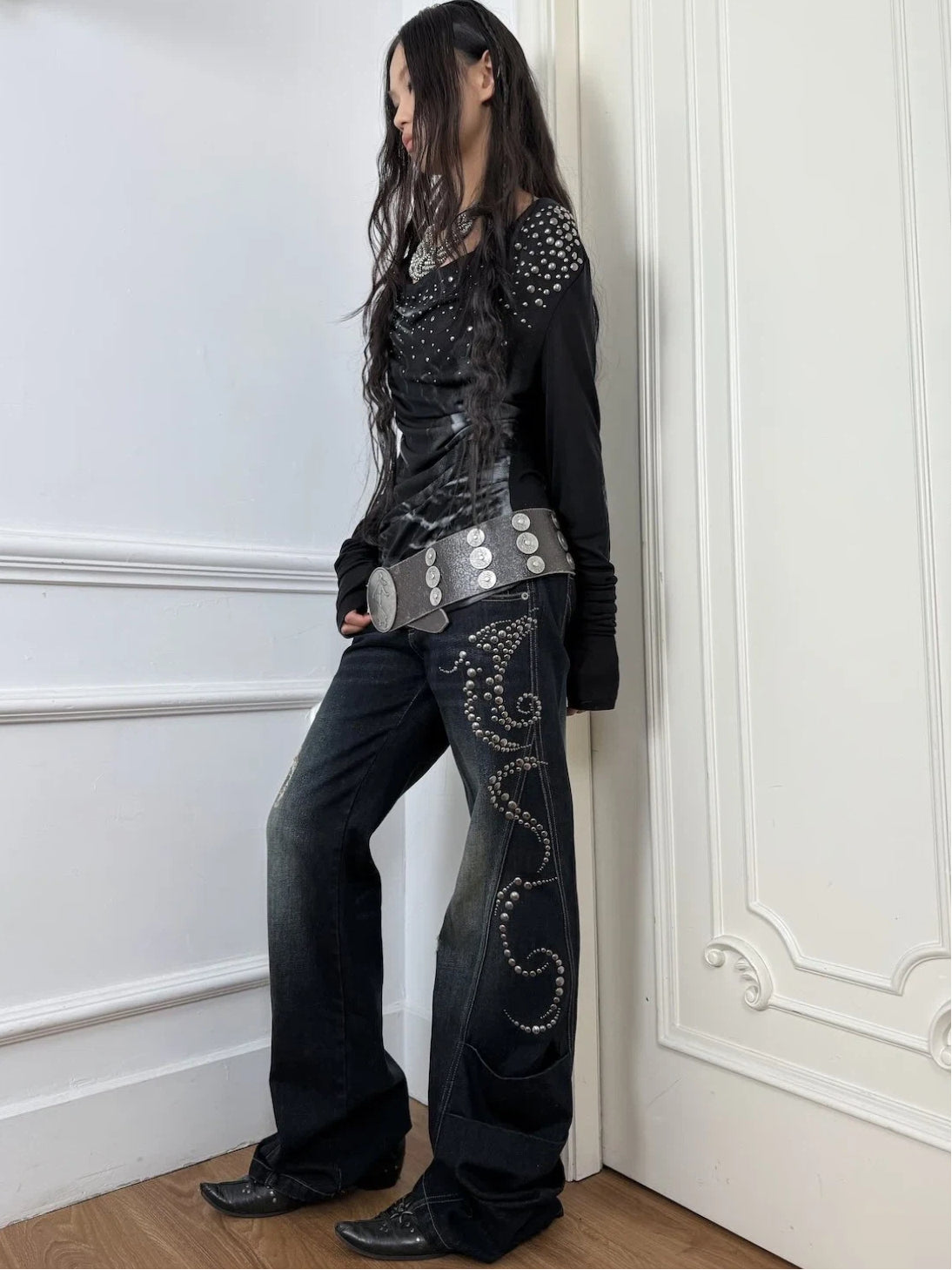 Swirl Studded Jeans