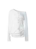 Baroque Slouch Top | White