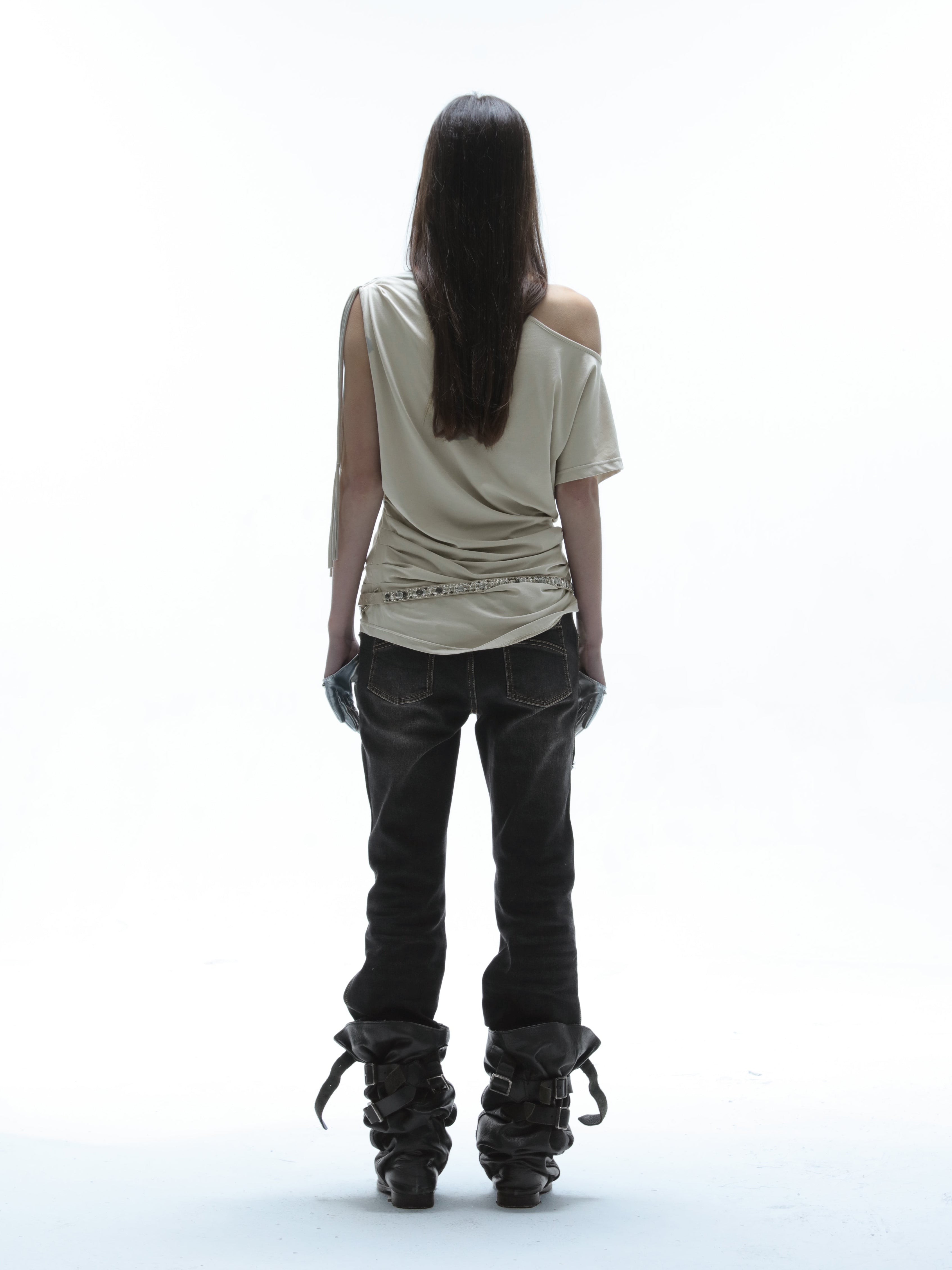 Fringed Slouchy Top | Beige