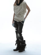 Fringed Slouchy Top | Beige