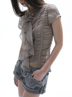Ruffled Lace Blouse | Grey