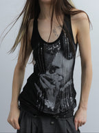 Sequins Tank Top | Black