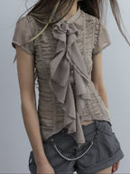 Ruffled Lace Blouse | Grey